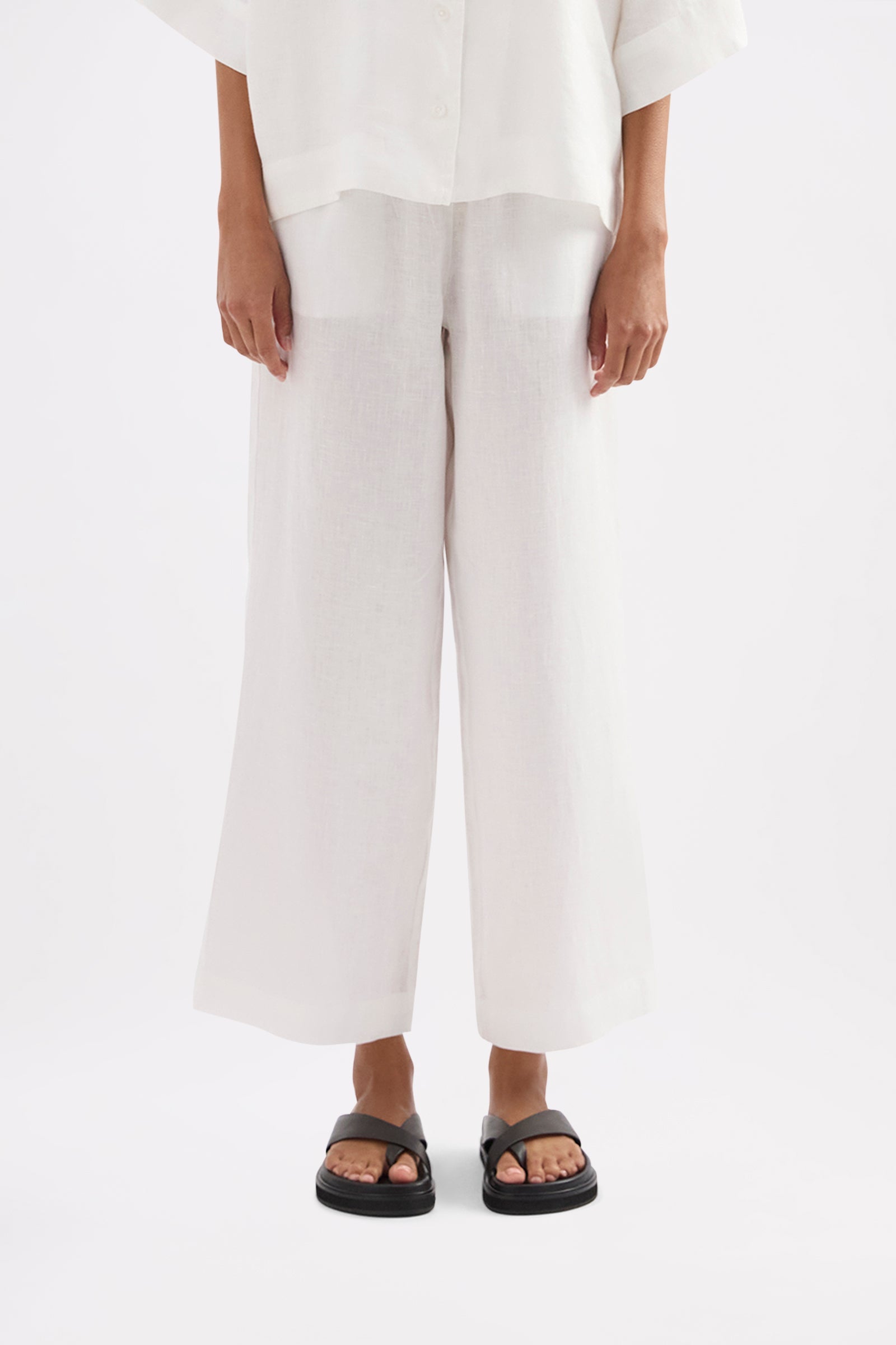 Lounge Linen Crop Pant White 