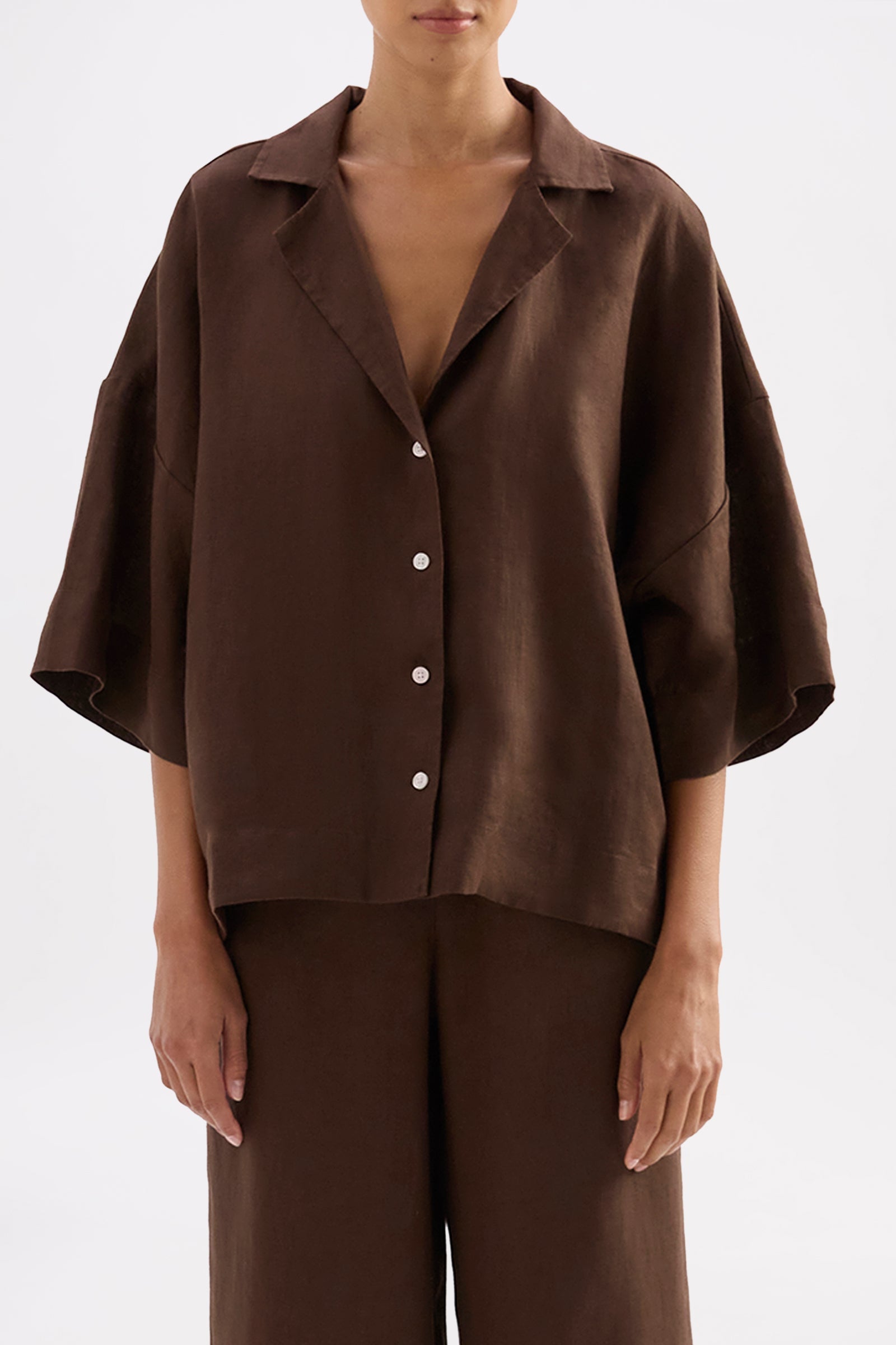 Lounge Linen Shirt Chocolate 