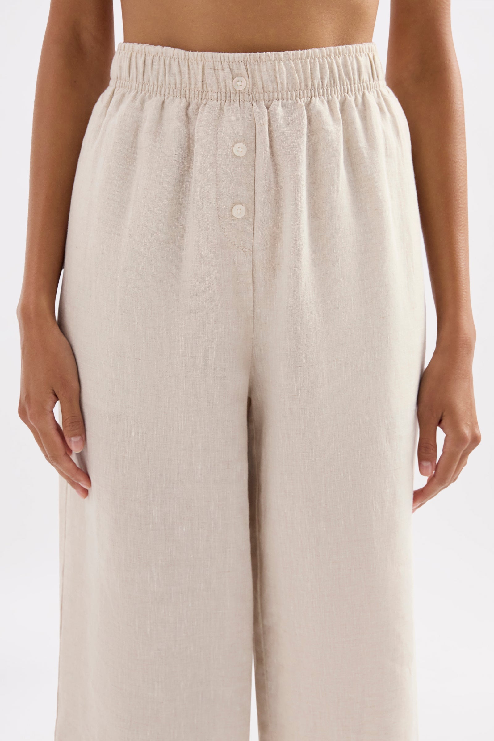 Lounge Linen Crop Pant Natural 