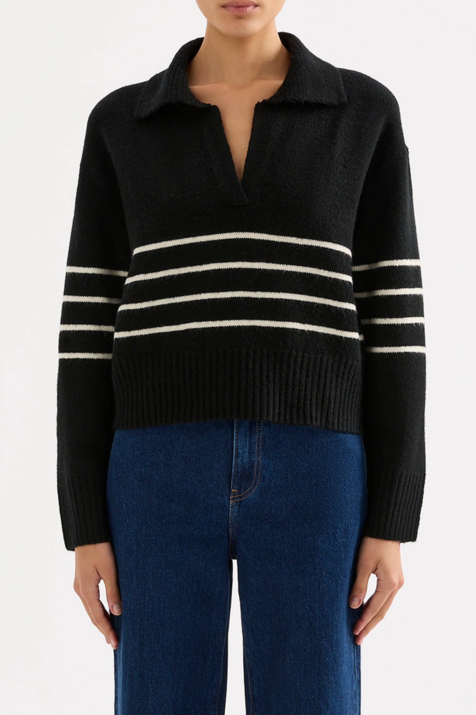 Logan Rugby Knit Black Stripe 