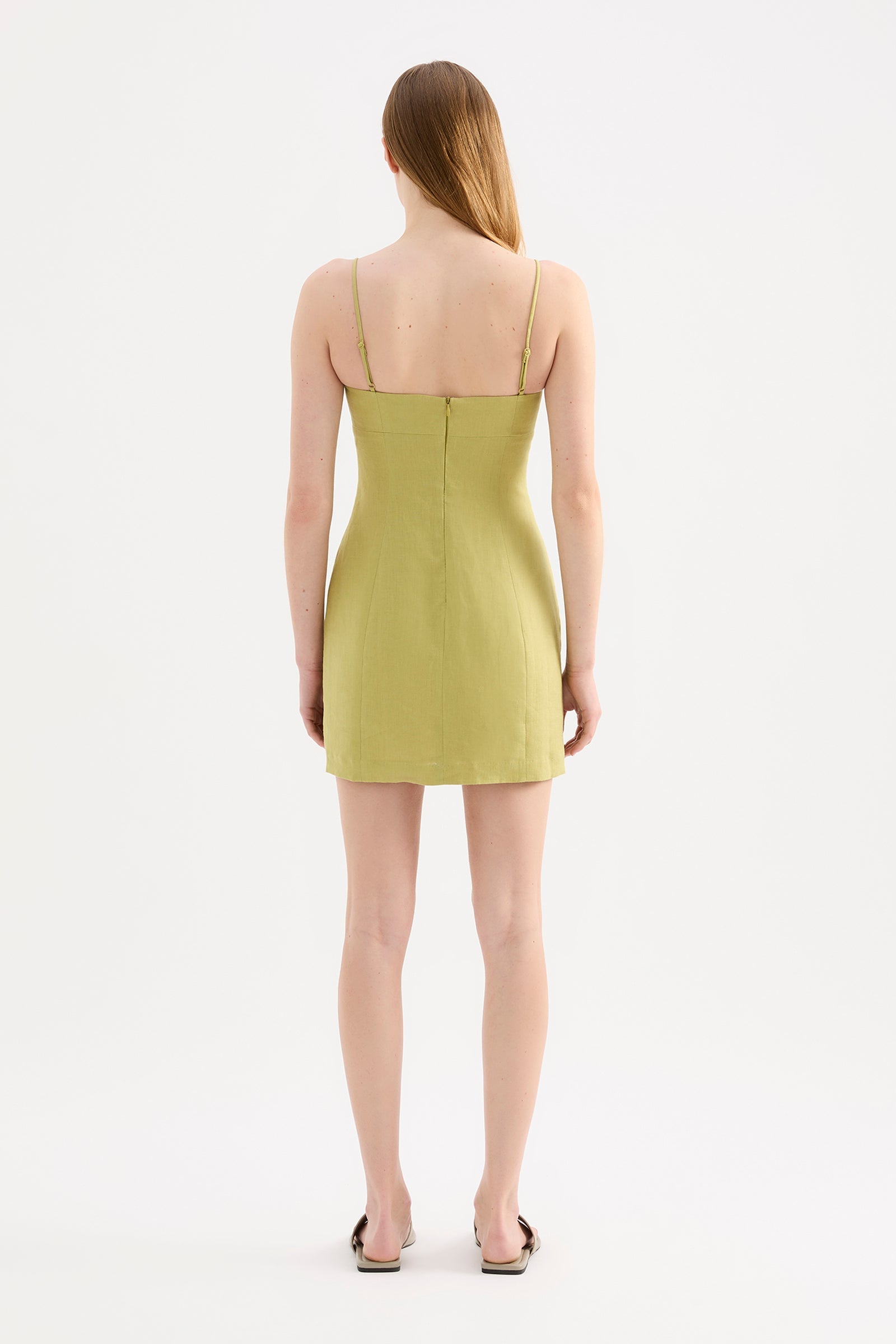 Carmela Linen Mini Dress Kiwi 